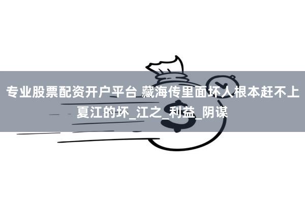 专业股票配资开户平台 藏海传里面坏人根本赶不上夏江的坏_江之_利益_阴谋