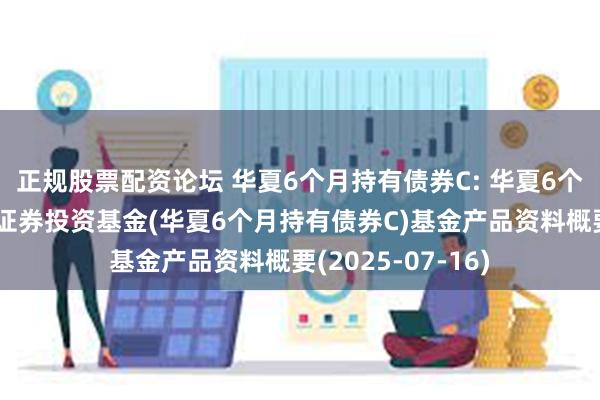 正规股票配资论坛 华夏6个月持有债券C: 华夏6个月持有期债券型证券投资基金(华夏6个月持有债券C)基金产品资料概要(2025-07-16)